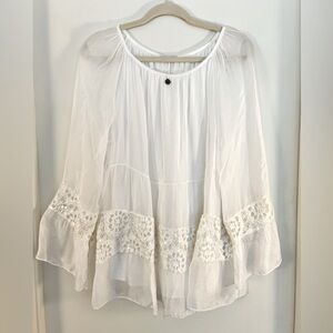 MADE IN ITALY White Double-Lined Long Sleeve Blouse